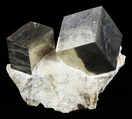 Two Pyrite Cubes In Matrix - Navajun, Spain #60770